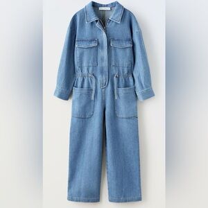 Zara girls 13-14 blue denim jumpsuit